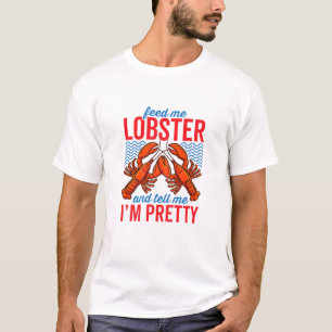 食べ物を与えロブスターとシーフードおもしろいだかわいらし Tシャツ