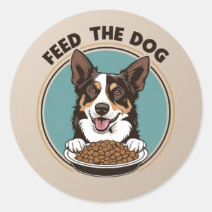 食べ物を与え犬 ラウンドシール
