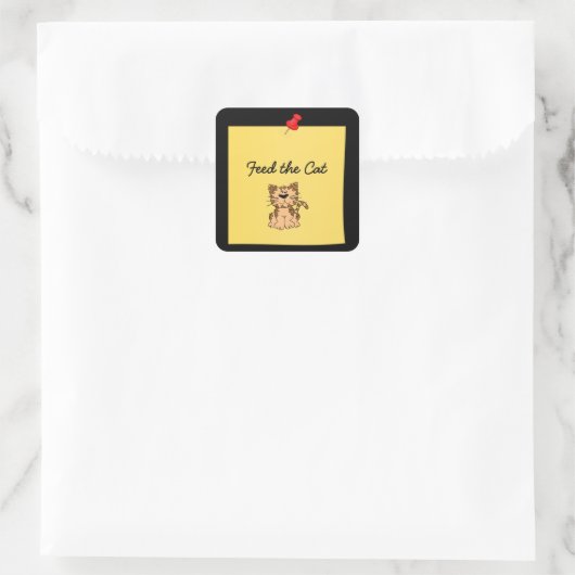 食べ物を与え猫 スクエアシール (バッグ)