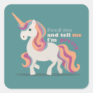 食べ物を与え私を言えかわいらし スクエアシール