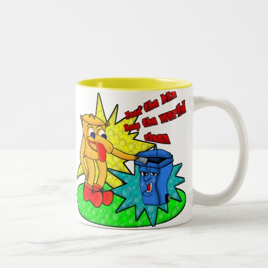 食べ物を与え箱 – 世界保はクリーン ツートーンマグカップ (右)