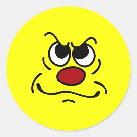 食べ物を与え顔 ラウンドシール (正面)