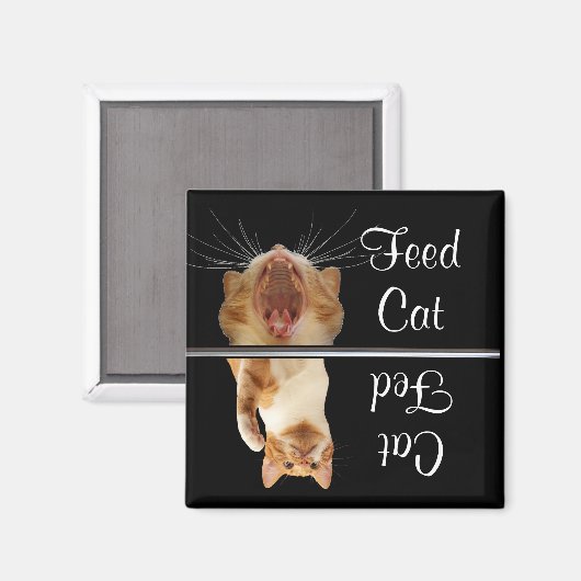 食べ物を与え食べ物を与え猫マグネットおもしろい可愛い マグネット (正面/裏面)