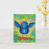 食べ物を与え鳥 カード (黄色い花)