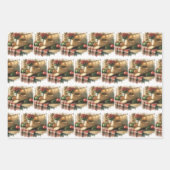 食べ物を与えCowboy Hatのツリー飾クリスマス ラッピングペーパーシート (正面2)