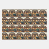 食べ物を与えCowboy Hatのツリー飾クリスマス ラッピングペーパーシート (正面)