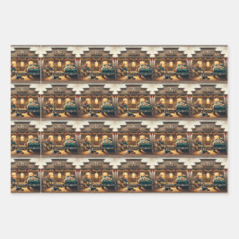 食べ物を与えCowboy Hatのツリー飾クリスマス ラッピングペーパーシート