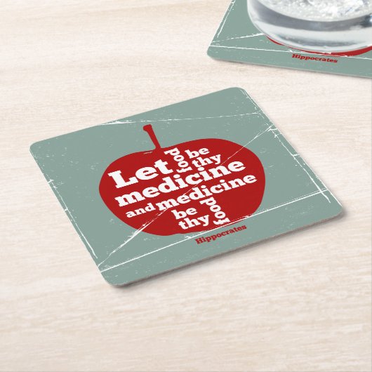 食べ物を医学Hippocrates引用文 スクエアペーパーコースター (アングル)