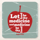 食べ物を医学Hippocrates引用文 スクエアペーパーコースター (正面)