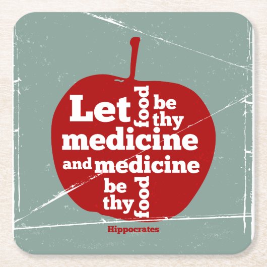 食べ物を医学Hippocrates引用文 スクエアペーパーコースター (正面)