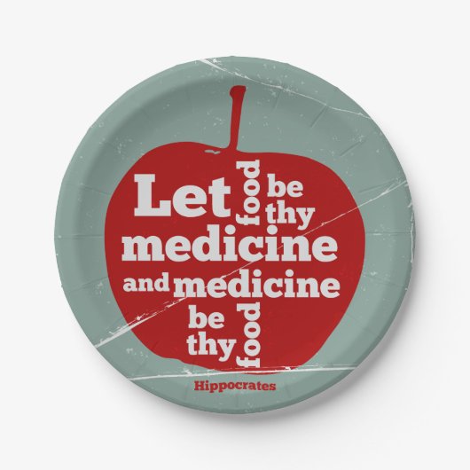 食べ物を医学Hippocrates引用文 ペーパープレート (正面)