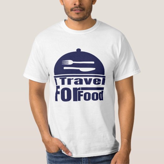 食べ物を求めて旅するおもしろい» Tシャツ (正面)