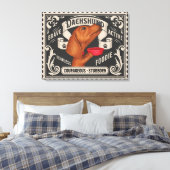 食べ物を求めるかわいいダックスフント キャンバスプリント (インサイチュ (寝室))