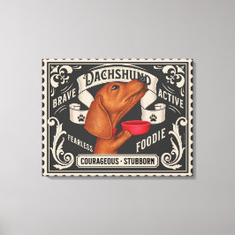 食べ物を求めるかわいいダックスフント キャンバスプリント