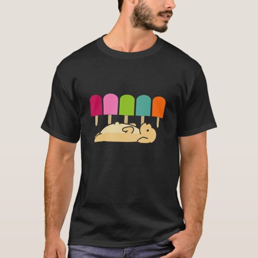 食べ物を渇望するおもしろい犬のアイスクリームのドギー Tシャツ (正面)