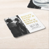 食べ物を酒に浸し、悪い踊りを動かす日付を救う スクエアペーパーコースター (アングル)