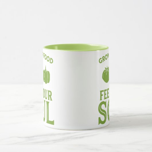 食べ物を食べ物を与え心に育て マグカップ (中央)