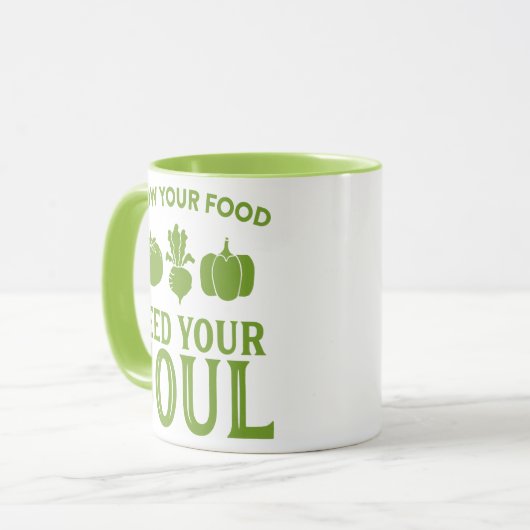 食べ物を食べ物を与え心に育て マグカップ (正面左)