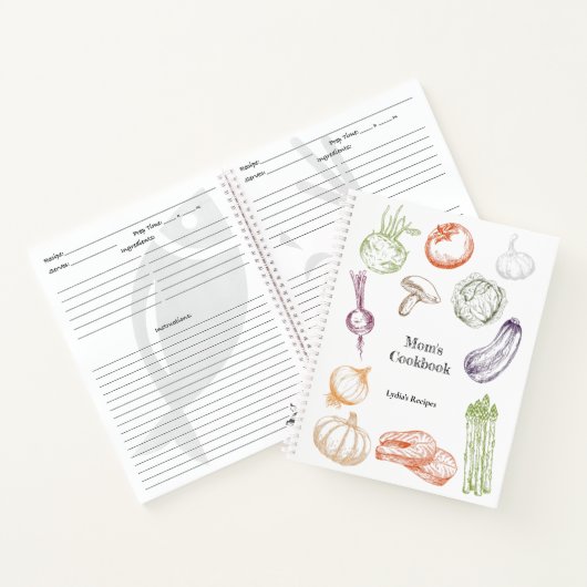 食べ物イラストレーションパーソナライズされたママのレシピ本 ノートブック (内部)