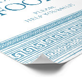 食べ物コーナーギリシャ語トガパーティーテーブルサインイン青 ポスター (角)