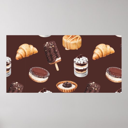 食べ物スケッチおいしい美しいデザートとパスター ポスター (正面)