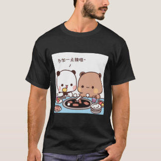 食べ物タイム、牛乳、モカかわいいクマEs Tシャツ
