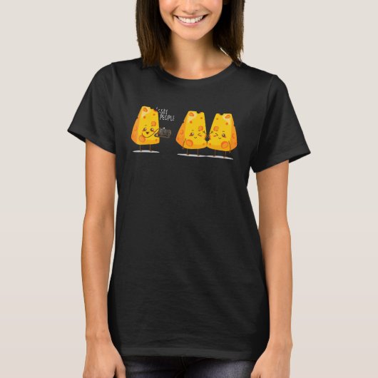 食べ物チーズを溶かすおいしいスライスを人々に言う Tシャツ (正面)
