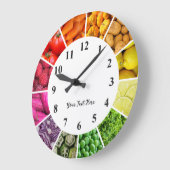 食べ物レインボー時計 – 健康食べ物な果物と野菜 ラージ壁時計 (傾斜)
