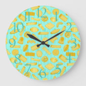 食べ物好きイタリアンのピザレストランパスタシェイプ ラージ壁時計 (正面)