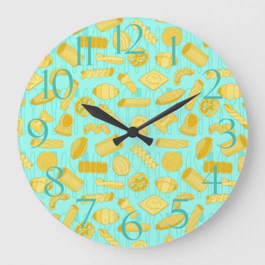 食べ物好きイタリアンのピザレストランパスタシェイプ ラージ壁時計 (正面)