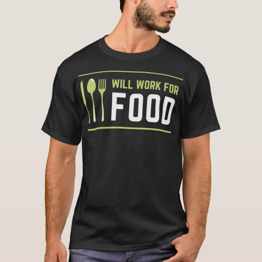 食べ物好き嫌いおもしろい胡さんのために働く Tシャツ (正面)