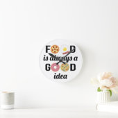 食べ物好き – 「食べ物はいつもいいアイディア」引用文 ラウンド壁時計 (ホーム)