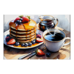食べ物好クールきの朝食パンケーキ ポスター