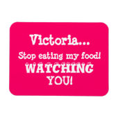 食べ物警告泥棒の冷蔵庫用マグネットおもしろい/ピンク マグネット (横)