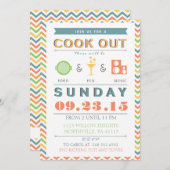 食べ物、おもしろい、音楽バーベキュー(BBQ)クックアウト招待状 招待状 (正面/裏面)
