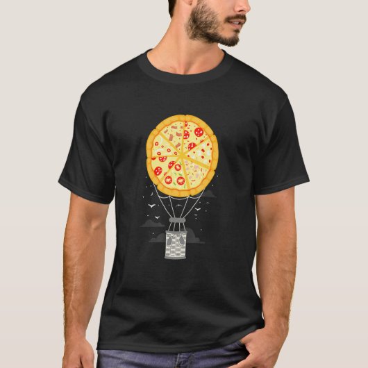 食べ物 ピザ 熱気球 Tシャツ (正面)