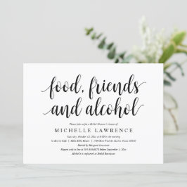 食べ物，友人とアルコール，モダンブライダルシャワー 招待状