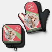 食べ物、家族、おもしろいの抽象芸術モダン写真 鍋つかみ&鍋敷きセット (正面/裏面)