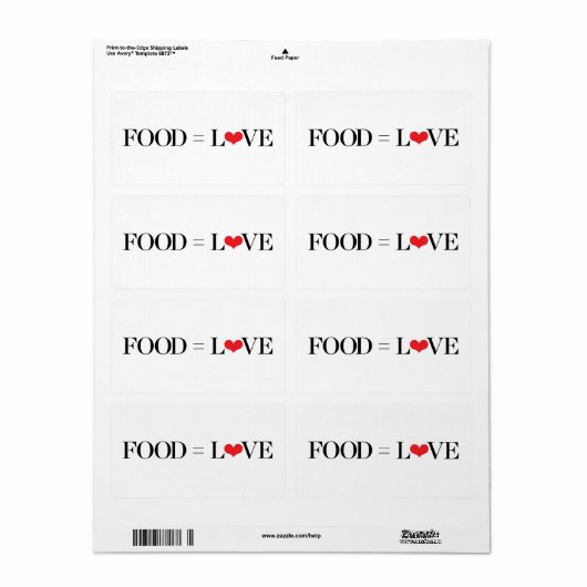 食べ物=愛 ラベル (フルシート)