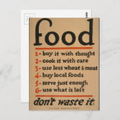 食べ物、無駄にしない – ヴィンテージ戦争ポスター ポストカード (正面/裏面)