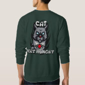 食べ物、猫は非常に空腹、シンプルとカッコいい スウェットシャツ (裏面)