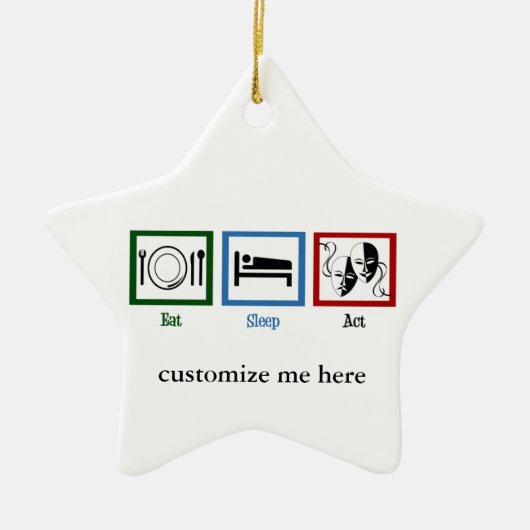 食べ眠おもしろい演技 セラミックオーナメント (正面)