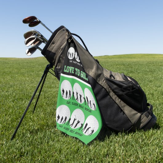 食べ眠りゴルフの繰り返し ゴルフタオル (グリーン)