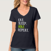 食べ眠りゴルフ反復ゴルファーおもしろいゴルフ Tシャツ (正面)