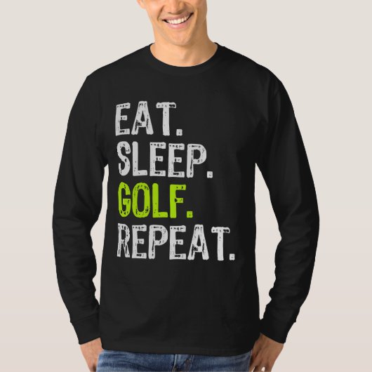 食べ眠りゴルフ反復ゴルファーおもしろいゴルフ Tシャツ (正面)