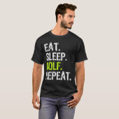 食べ眠りゴルフ反復ゴルファーおもしろいゴルフ Tシャツ (正面フル)