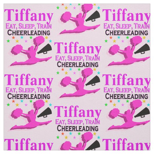 食べ眠りチアリーダーパーソナライズされた布 ファブリック (見本)