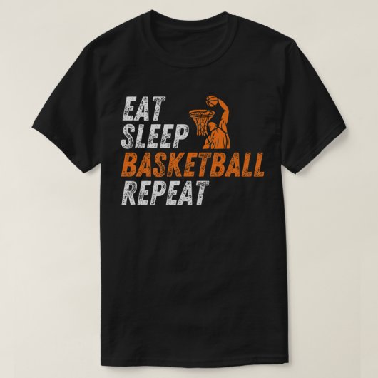 食べ眠りバスケットボールのリピーター Tシャツ (デザイン正面)