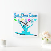 食べ眠りバレリーナデザイン スクエア壁時計 (ホーム)