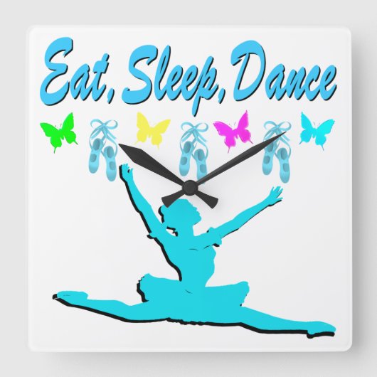 食べ眠りバレリーナデザイン スクエア壁時計 (正面)